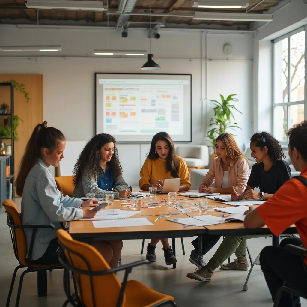 Aula de espanhol em grupo